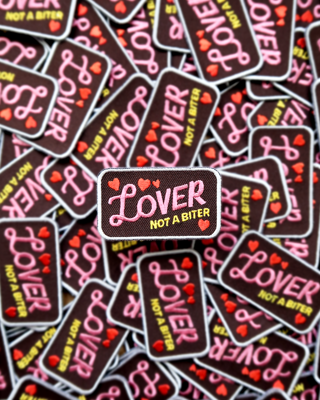 Lover not a Biter iron-on patch