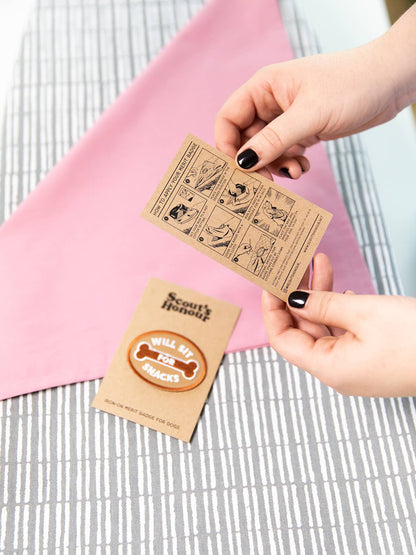 Will Sit For Snacks iron-on patch